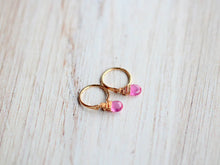 Load image into Gallery viewer, Pink Sapphire Dangle Earrings