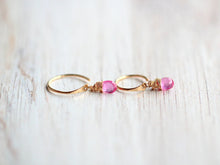 Load image into Gallery viewer, Pink Sapphire Dangle Earrings