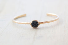 Load image into Gallery viewer, Druzy Hexagon Cuff - Eclipse - Sterling Silver