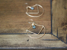 Load image into Gallery viewer, Tulip Hoops - Moss Aquamarine