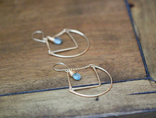 Load image into Gallery viewer, Tulip Hoops - Moss Aquamarine