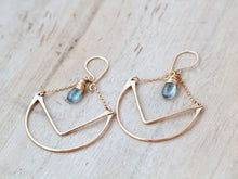 Load image into Gallery viewer, Tulip Hoops - Moss Aquamarine