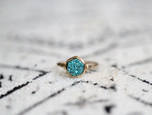 Load image into Gallery viewer, Hexagon Druzy Ring - Teal