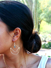 Load image into Gallery viewer, Tulip Hoops - Moss Aquamarine