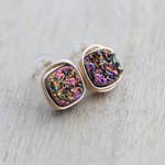 Load image into Gallery viewer, Druzy Cushion Cut Studs - Unicorn in 14k Gold Filled