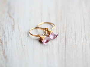 Pink Amethyst Dangle Earrings