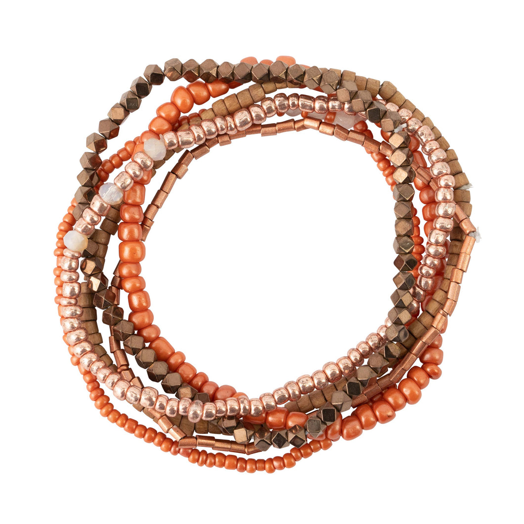 Orange Tones Seed Bead Stackable Bracelet Set