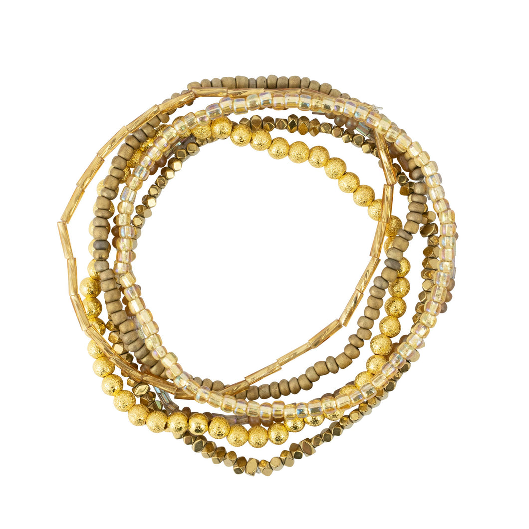 Gold Tones Seed Bead Stackable Bracelet Set