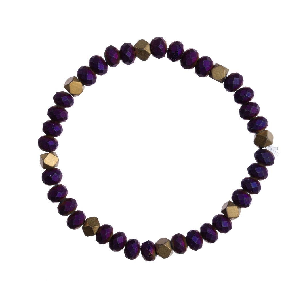 Matte Purple Crystal Stretchy Bracelet