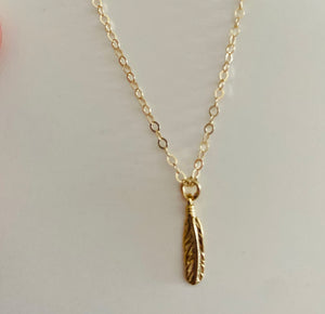 Gold Necklace Feather