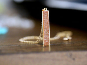 Aubergine Brick Druzy Pendant Necklace