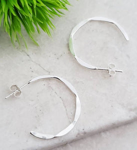 Silver Hammered Hoops Earrings