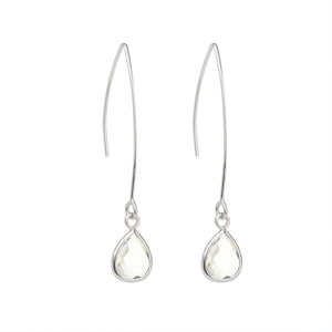 Clear Crystal Drop Earrings - Silver