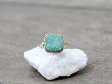 Load image into Gallery viewer, Druzy Cushion Cut Cocktail Ring - Buttermilk Druzy
