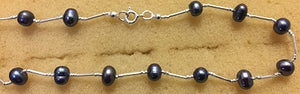 Sterling Silver Bead And Grey Pearl Necklace