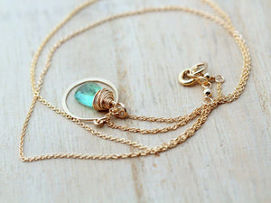 Green Quartz Halo Necklace