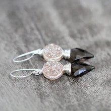 Load image into Gallery viewer, Compass Earrings - Smoky Quartz in Sterling Silver

