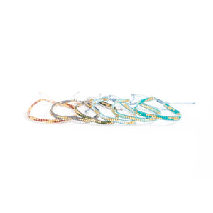 Miyuki Woven Bracelet - Grey/Aqua/Gold