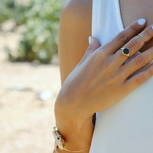 Druzy Hexagon Ring - Eclipse in Sterling Silver