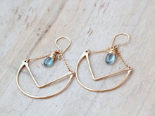 Load image into Gallery viewer, Tulip Hoops - Moss Aquamarine
