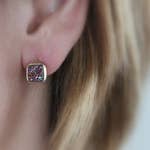 Load image into Gallery viewer, Druzy Cushion Cut Studs - Unicorn in 14k Gold Filled
